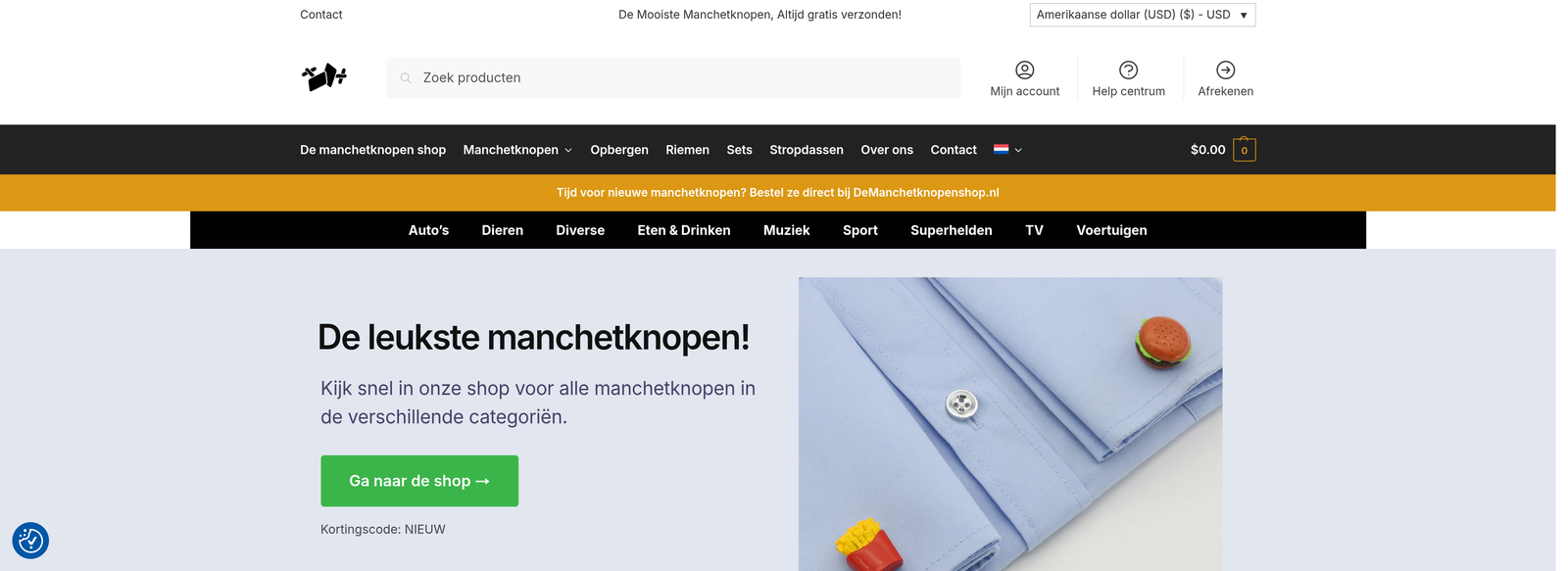 De Manchetknopen Shop project screenshot