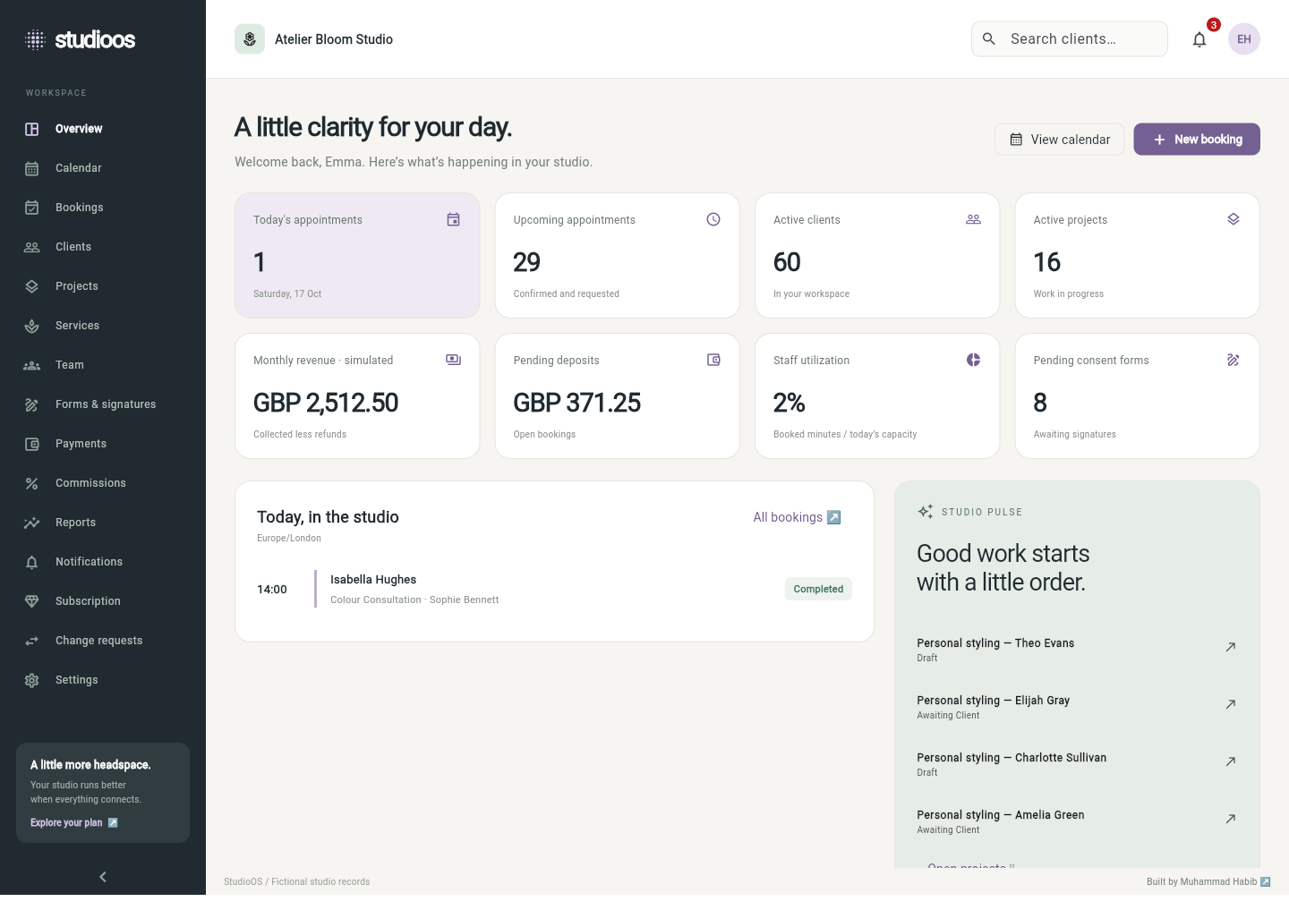 StudioOS project screenshot