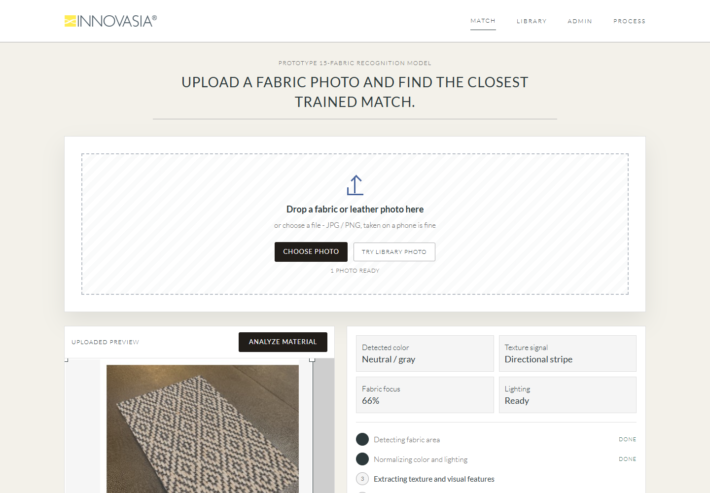 Innovasia Fabric Matching project screenshot