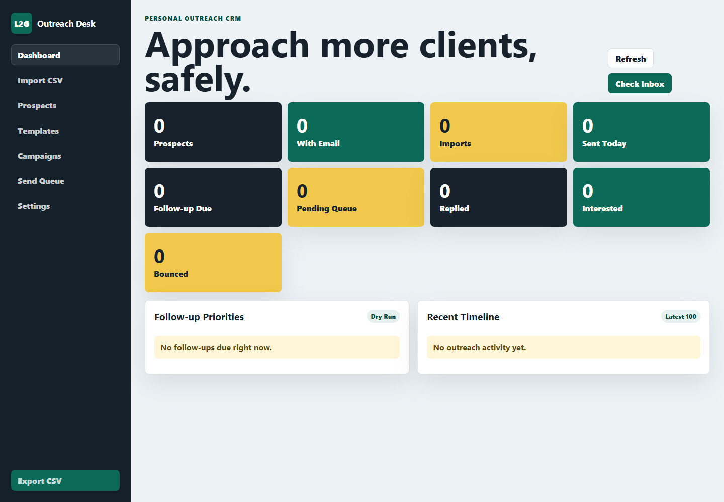 Outreach CRM project screenshot
